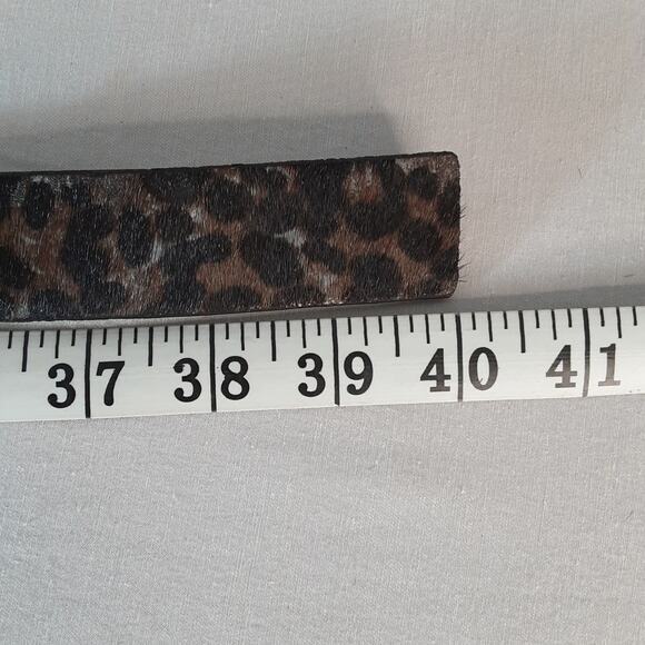 Nine West Hairy Cow Hide Animal Print Belt Medium Waist Black Brown Gray - Picture 11 of 13
